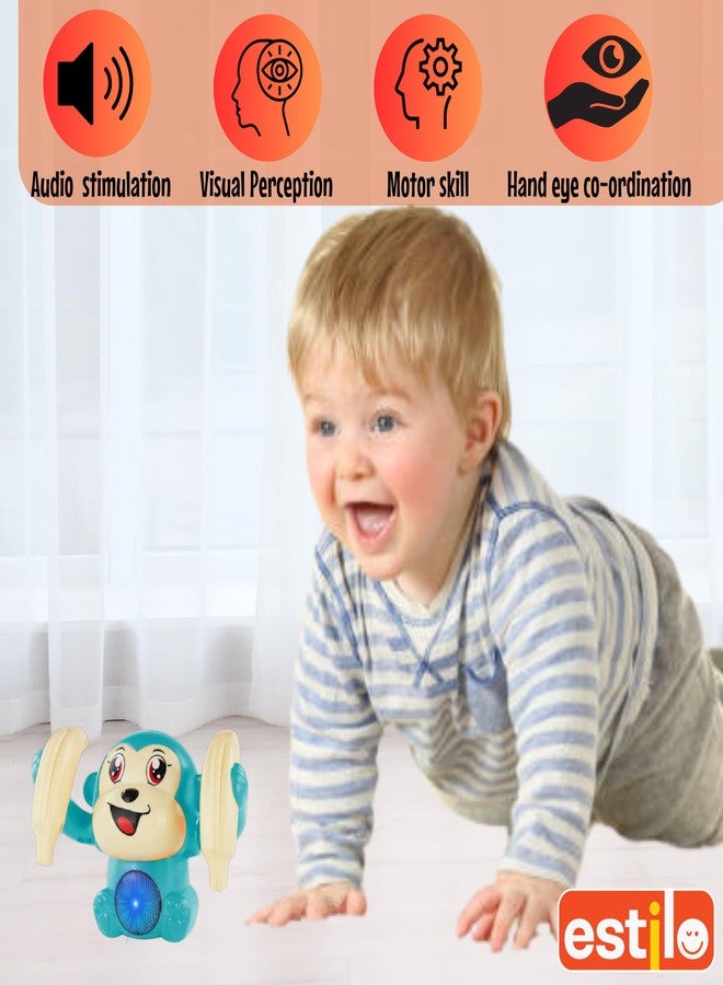 إستلو ألعاب إستيلو للأطفال من عمر 6 إلى 36 شهرًا: لعبة قرد موسيقي متدحرج لوقت الاستلقاء على البطن مع أصوات | لعبة تفاعلية راقصة متحركة مع أضواء وموسيقى | لعبة صوتية مع مستشعر تحكم صوتي - (أخضر بحري) - Image 4